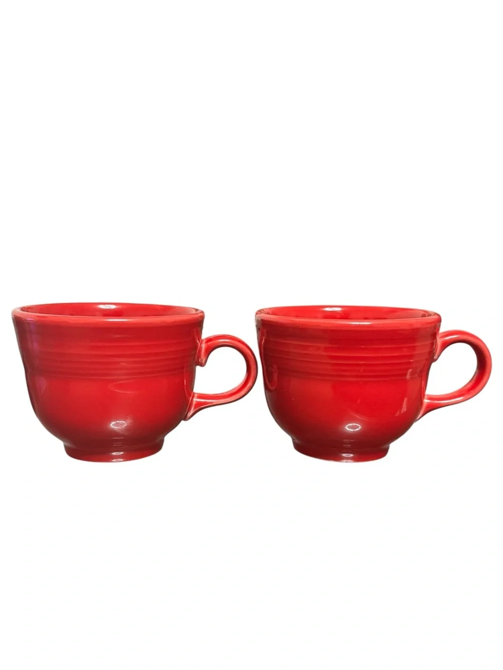 Fiesta Scarlet Red Coffee Mugs Set of 3 HLC USA Ring Handle Ceramic Tea Cups